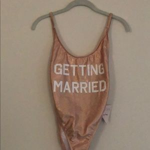 Rose Gold Glitter “GETTING MARRIED” Swimsuit